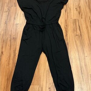 Women's Black Drawstring Waist Jumpsuit